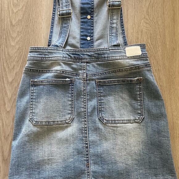 Celebrity Pink Overall Denim Dress Girls M Blue Light Wash Adjustable Button Up - Picture 9 of 14